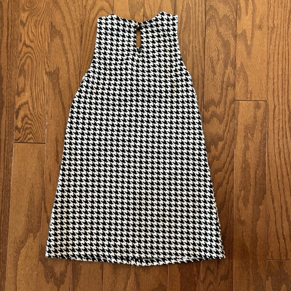 ZARA Girls Dress Size 7  Black White Houndstooth‎ Gold Buttons Preppy